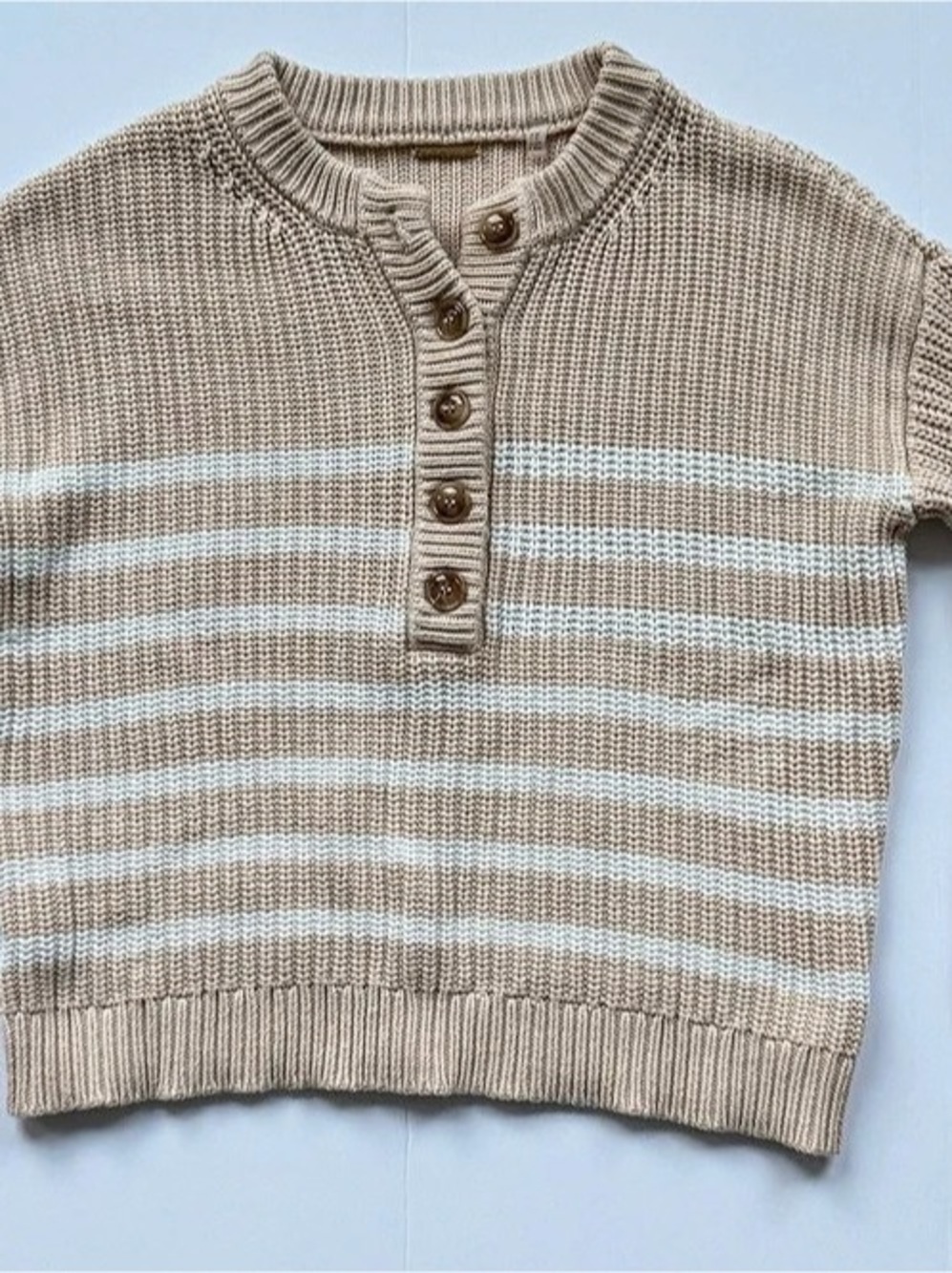 Elie Tahari Striped Sweater Tan & White Size Medium